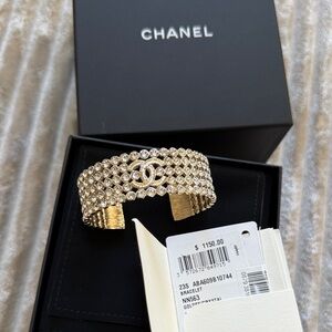 CHANEL Gold Bracelet with Sparkling Accents